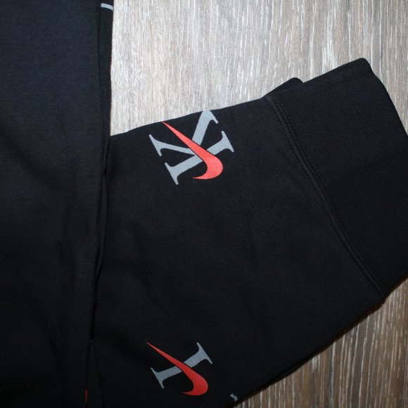 NWT NIKE MEN'S ALL OVER PRINT LOGO JOGGER‎ SWEATPANTS BLACK ORANGE WHITE - Picture 8 of 9